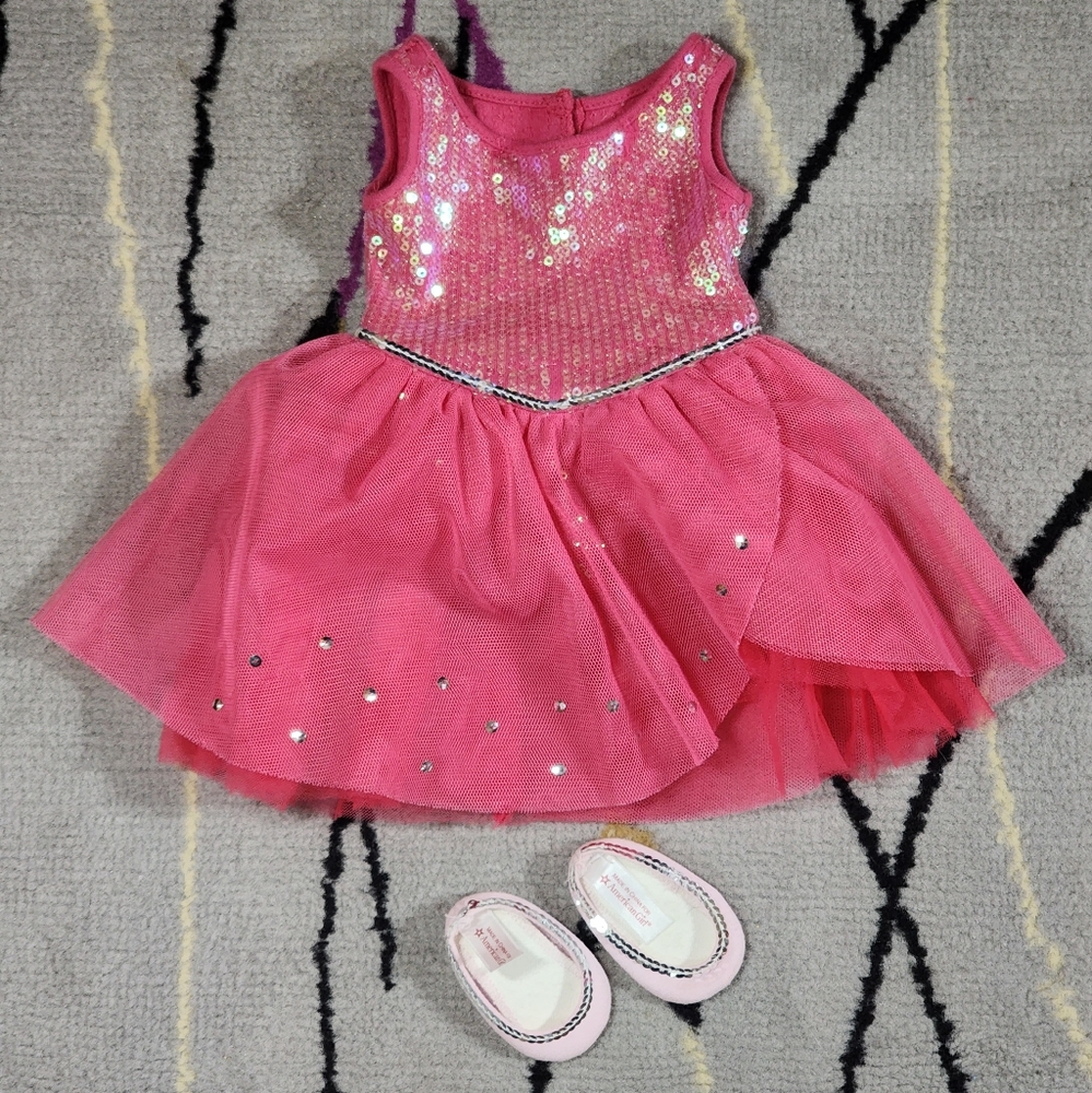 American Girl Isabelle's Sparkle Dress and ballet shoes